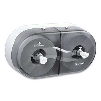 Georgia Pacific Professional SofPull Twin High-Capacity Center-Pull Bathroom Tissue Dispenser, 20.13 x 7 x 10.75, Smoke (56509)