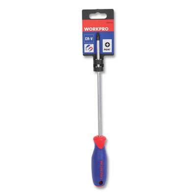 Workpro Straight-Handle Cushion-Grip Screwdriver, #2 Phillips Tip, 8" Shaft (W021035WE)