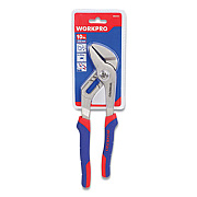 Workpro Groove Joint Pliers, 10" Long, Ni-Fe-Coated Drop-Forged Carbon Steel, Blue/Red Soft-Grip Handle (W031014WE)