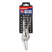 Workpro Locking Pliers, Tapered Long Nose, Straight Jaw, 6.5" Long, Chrome-Vanadium Steel, Chrome Quick-Lock/Release Handle (W031065WE)