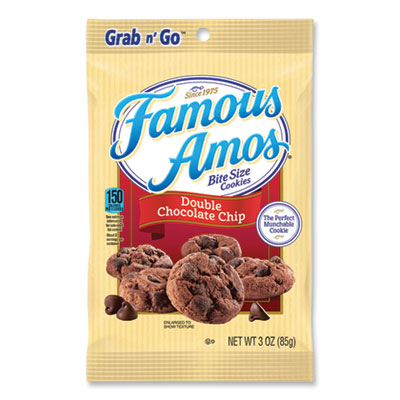 Famous Amos Cookies, Double Chocolate Chip, 3 oz Bag 60/Carton (10052)