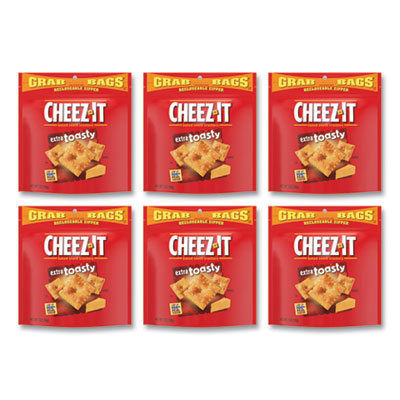 Cheez-It Baked Snack Crackers, Extra Toasty Cheese, 7 oz Bag, 6/Carton (11791)