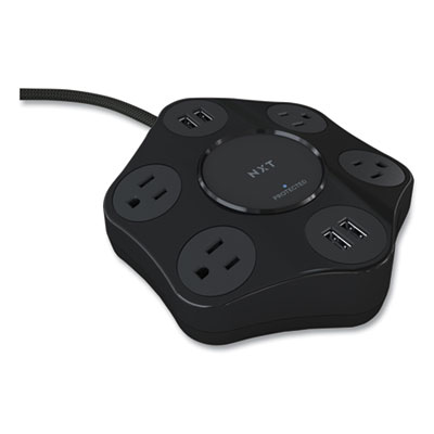 NXT Technologies Surge Protector, 4 AC Outlets, 4 USB Ports, 8 ft Cord, 500 J, Black (24429643)