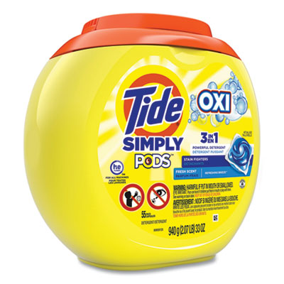 Tide Simply PODS Plus Oxi Laundry Detergent, Fresh Scent, 55/Tub (60601)