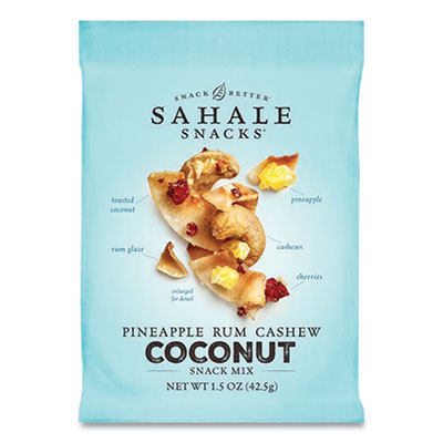 Sahale Snacks Glazed Mixes, Pineapple Rum Cashew Coconut, 1.5 oz Pouch, 18/Carton (00079)
