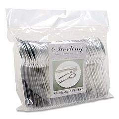 Tablemate 2719078 Sterling Heavy-Duty Plastic Cutlery