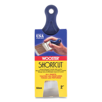 Wooster Shortcut Paint Brush, Nylon/Polyester Bristles, 2" Wide, Flat Profile, Plastic Handle (0Q32110020)