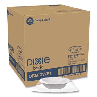 Dixie Everyday Disposable Dinnerware, Individually Wrapped, Bowl, 12 oz, White, 500/Carton (DBB12WR1)