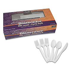 Berkley Square MEDIUM HEAVYWEIGHT PARTY PACK, MEDIUM HEAVYWEIGHT FORKS, KNIVES, SPOONS, WHITE, 360/PACK (887317)