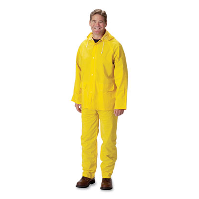 Falcon Premium Three-Piece Rain Suit, PVC/Polyester, 0.35 mm Thick, Yellow, X-Large (56" Chest, 50" Waist) (201350X1)