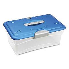 homz TOTE-N-GO, MEDIUM, 14.38" X 9.75" X 6.88", CLEAR/BLUE (277160)