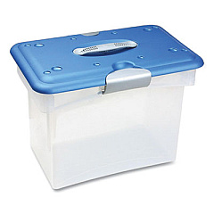 homz TOTE-N-GO, LARGE, 15.75" X 10" X 11.25", CLEAR/BLUE (379413)