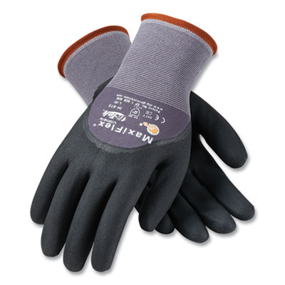 MaxiFlex ULTIMATE SEAMLESS KNIT NYLON GLOVES, NITRILE COATED MICROFOAM GRIP ON PALM, FINGERS AND KNUCKLES, X-LARGE, GRAY, 12 PAIRS (179941)