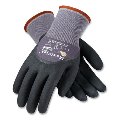 MaxiFlex ULTIMATE SEAMLESS KNIT NYLON GLOVES, NITRILE COATED MICROFOAM GRIP ON PALM, FINGERS AND KNUCKLES, MEDIUM, GRAY, 12 PAIRS (179943)