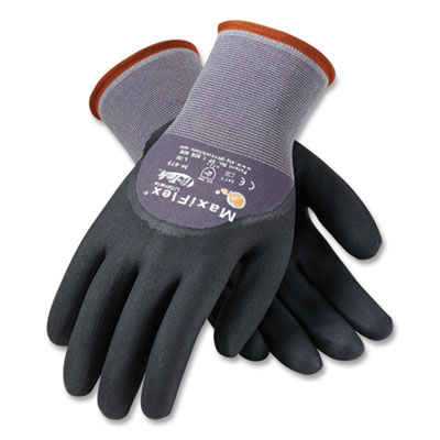 MaxiFlex ULTIMATE SEAMLESS KNIT NYLON GLOVES, NITRILE COATED MICROFOAM GRIP ON PALM, FINGERS AND KNUCKLES, SMALL, GRAY, 12 PAIRS (179944)
