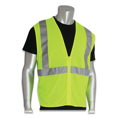 PIP ZIPPER SAFETY VEST, HI-VIZ LIME YELLOW, LARGE (1074213)