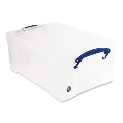 Really Useful Box SNAP-LID STORAGE BIN, 2.38 GAL, 10.25" X 14.5" X 6.25", CLEAR/BLUE (673234)