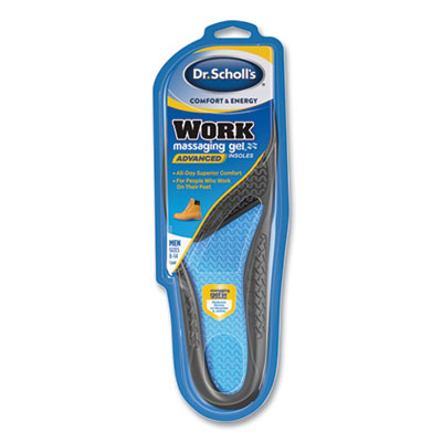 Dr. Scholl's Comfort and Energy Work Massaging Gel Insoles, Men, Men's Sizes 8 to 14, Black/Blue, Pair (59062)