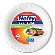 Hefty Soak Proof Tableware, Foam Plates, 10.25" dia, White, 25/Pack (D21029)