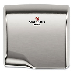 WORLD DRYER SLIMdri Hand Dryer, 110 V to 240 V, 13.87 x 13 x 7, Brushed Stainless Steel (L973A)