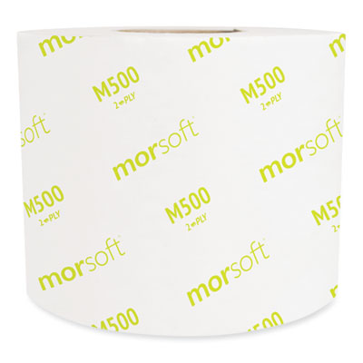 Morcon Tissue Morsoft Controlled Bath Tissue, Septic Safe, 2-Ply, White, 3.9" x 4", Band-Wrapped, 500 Sheets/Roll, 24 Rolls/Carton (M500)