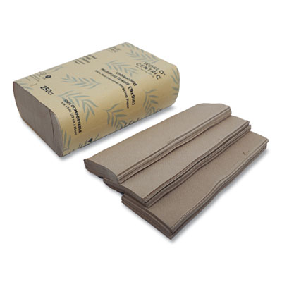 World Centric 100% PCW Recycled Paper Towels, 1-Ply, 9 x 9, Natural, 250/Pack, 16 Packs/Carton (TWPAMF)