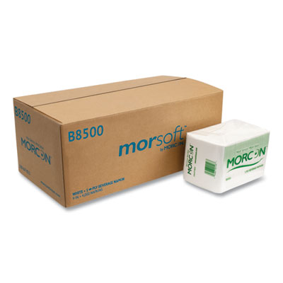 Morcon Tissue Morsoft Beverage Napkins, 1-Ply, 9 x 9, White, 500/Pack, 8 Packs/Carton (B8500)