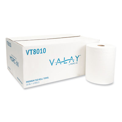 Morcon Tissue 10 Inch TAD Roll Towels, 1-Ply, 10" x 700 ft, White, 6 Rolls/Carton (VT8010)