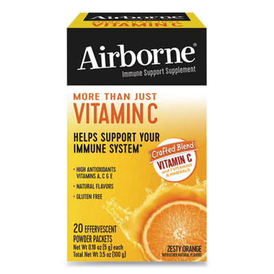 Airborne Immune Support Effervescent Powder On-The-Go Packs, Orange, 20 Count (90060)