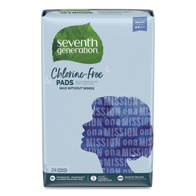 Seventh Generation Chlorine-Free Maxi Pads, Regular, 24/Pack, 6 Packs/Carton (45027CT)