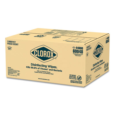 Clorox Disinfecting Wipes, Individually Wrapped, Fresh Scent, 7 x 8, 900/Carton (60048)