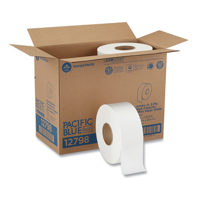 Georgia Pacific Professional envision Jumbo Jr. Bathroom Tissue Roll, Septic Safe, 2-Ply, 3.3" x 1,000 ft, White, 8 Rolls/Carton (12798)