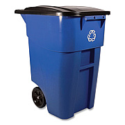 Rubbermaid Commercial Square Brute Recycling Rollout Container, 50 gal, Plastic, Blue (9W2773BLU)