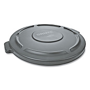 Rubbermaid Commercial BRUTE Self-Draining Flat Top Lid, for 32 gal Round BRUTE Containers, 22.25" Diameter, Gray (263100GY)