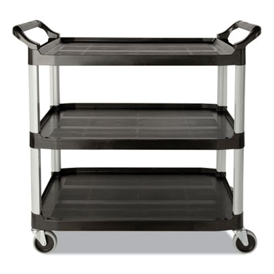 Rubbermaid Commercial Economy Plastic Cart, Three-Shelf, 18.63w x 33.63d x 37.75h, Black (342488BLA)
