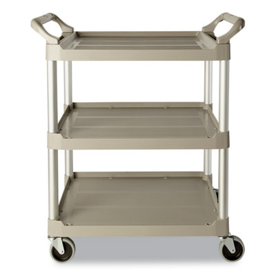 Rubbermaid Commercial Service Cart, 200-lb Capacity, Three-Shelf, 18.63w x 33.63d x 37.75h, Off-White (342488OWH)