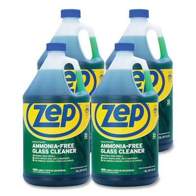 Zep Commercial Ammonia-Free Glass Cleaner, Pleasant Scent, 1 gal Bottle, 4/Carton (ZU1052128CT)