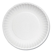 AJM Packaging Corporation White Paper Plates, 6" dia, 100/Pack, 10 Packs/Carton (PP6GREWH)