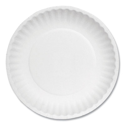 AJM Packaging Corporation White Paper Plates, 6" dia, 100/Pack, 10 Packs/Carton (PP6GREWH)