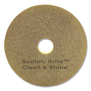 Scotch-Brite Clean and Shine Pad, 13" Diameter, Brown/Yellow, 5/Carton (09549)