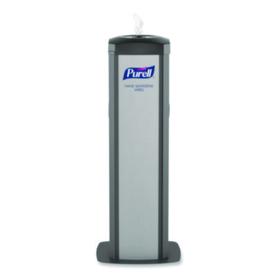 PURELL DS360 High Capacity Hand Sanitizing Wipes Station, 17 x 17.25 x 44.25, Black/Silver (911401SLVHSW)