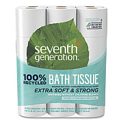 Seventh Generation 100% Recycled Bathroom Tissue, Septic Safe, 2-Ply, White, 240 Sheets/Roll, 24 Rolls/Pack, 2 Packs/Carton (13738CT)