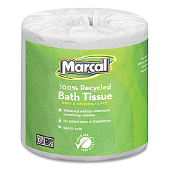 Marcal 100% Recycled Two-Ply Bath Tissue, Individually Wrapped Rolls, Septic Safe, White, 330 Sheets/Roll, 48 Rolls/Carton (6079)