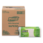Marcal 100% Recycled Luncheon Napkins, 1 Ply, 11.4 x 12.5, White, 400/Pack, 6 Packs/Carton (6506)