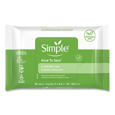 Simple Eye And Skin Care, Facial Wipes, 25/Pack (70005PK)
