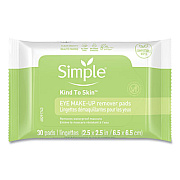 Simple Eye And Skin Care, Eye Make-Up Remover Pads, 30/Pack, 6 Packs/Carton (27222CT)