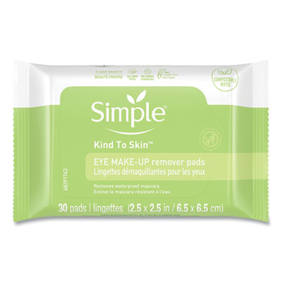 Simple Eye And Skin Care, Eye Make-Up Remover Pads, 30/Pack, 6 Packs/Carton (27222CT)