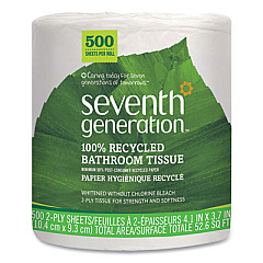Seventh Generation 100% Recycled Bathroom Tissue,  Individually Wrapped Rolls, Septic Safe, 2-Ply, White, 500 Sheets/Roll, 60 Rolls/Carton (137038)