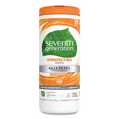 Seventh Generation Botanical Disinfecting Wipes, Lemongrass Citrus, 1-Ply, White, 7 x 8, 35 Wipes (22812EA)