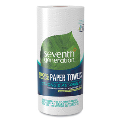 Seventh Generation 100% Recycled Paper Kitchen Towel Rolls, 2-Ply, 11 x 5.4, 156 Sheets/Roll, 24 Rolls/Carton (13722)